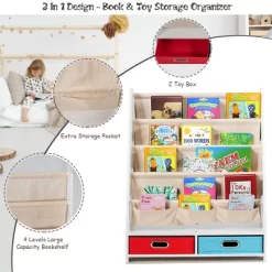 Tangkula Book Rack Kids Toys Organizer Shelves With 4 Sling Bookshelf And 2 Boxes 16 Tangkula Book Rack Kids Toys Organizer Shelves With 4 Sling Bookshelf And 2 Boxes -Tangkula GUEST 198ea3be 42c2 4d99 af46 c62d9a606005