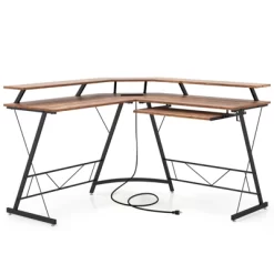 Tangkula L-shaped Computer Corner Desk 51” Reversible Office W/Power Outlet USB Ports Monitor Stand Keyboard Tray Gaming Desk With Hook -Tangkula GUEST 19ce22cb d310 4759 af8e 6952aecfd12f