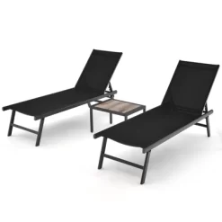 Tangkula 3pcs Patio Chaise Lounge Set Aluminum Recliner Chair Table Outdoor -Tangkula GUEST 1a2e7558 c732 4490 b56e cabd21446478