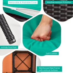 Tangkula Patio Loveseat 2 Person Cushioned Seats With Center Table Outdoor Rattan Furniture Set Turquoise/ Red -Tangkula GUEST 1a64c75d ec61 4dfe ab35 905db55bf19a