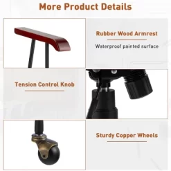 Tangkula Velvet Home Office Chair Swivel Adjustable Task Chair W/ Wooden Armrest -Tangkula GUEST 1ac6b7f6 3329 4df2 892c e18b6adff959