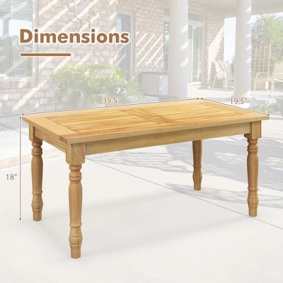 Tangkula Patio Coffee Table W/ Solid Teak Wood Structure Slatted Tabletop For Backyard 10 Tangkula Patio Coffee Table W/ Solid Teak Wood Structure Slatted Tabletop For Backyard - Image 8
