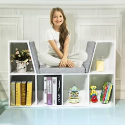 Tangkula Storage Cabinet Kids Bookcase Multi-Functional Display Shelf With 6 Cubby