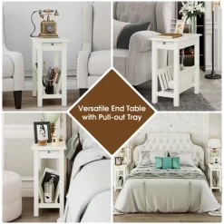 Tangkula Side Table End Table Nightstand W/ Bottom Storage Shelf & Rubber Wood Legs White -Tangkula GUEST 1adfa7d6 6651 4235 abbf 9b0a61c76789