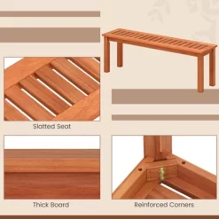 Tangkula Outdoor Solid Wood Bench Backless Dining Bench W/ Slatted Seat 16 Tangkula Outdoor Solid Wood Bench Backless Dining Bench W/ Slatted Seat -Tangkula GUEST 1b9e7001 c85d 4767 ad27 a8d62b4ddf38