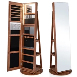 Tangkula Rotating Mirrored Jewelry Cabinet With Mirror Storage Shelves -Tangkula GUEST 1bb14c96 bae8 42b8 b39a bdb9caabba59