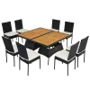 Tangkula 10PCS Rattan Patio Dining Set Cushioned Outdoor Furniture Set W/ Wooden Tabletop