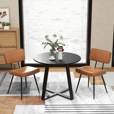 Tangkula Dining Chairs Set Of 4 W/ PU Leather Cover Filled Sponge Waterfall Seats 4 Tangkula Dining Chairs Set Of 4 W/ PU Leather Cover Filled Sponge Waterfall Seats - Image 2