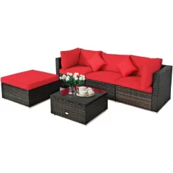 Tangkula 5-Piece Outdoor Patio Sectional Rattan Wicker Sofa Set W/ Cushion -Tangkula GUEST 1caf57c0 6f2c 4cd7 9ef4 35dd06a9c129