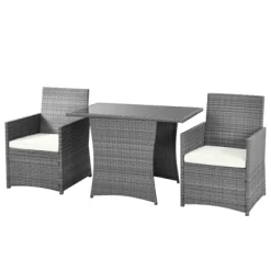 Tangkula 3PCS Patio Rattan Furniture Set Outdoor Wicker Table & Chair Set W/Cushions White/Red/Gray/Turquoise/Navy 13 Tangkula 3PCS Patio Rattan Furniture Set Outdoor Wicker Table & Chair Set W/Cushions White/Red/Gray/Turquoise/Navy -Tangkula GUEST 1ceaa553 cc8e 4814 962e e33e1a454112
