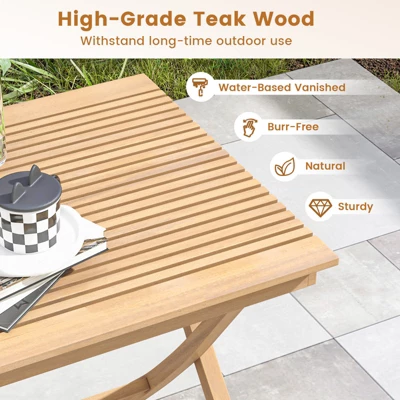 Tangkula Set Of 2 Patio Bistro Table Teak Wood Dining Table Outdoor Square Table 3 Tangkula Set Of 2 Patio Bistro Table Teak Wood Dining Table Outdoor Square Table