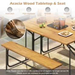 Tangkula 2PCS Table Bench Set For 2 Picnic Table & Loveseat W/Acacia Wood Top Metal Legs -Tangkula GUEST 1d2e067d 1e8f 4ef7 858c 3a046f3fd793 1