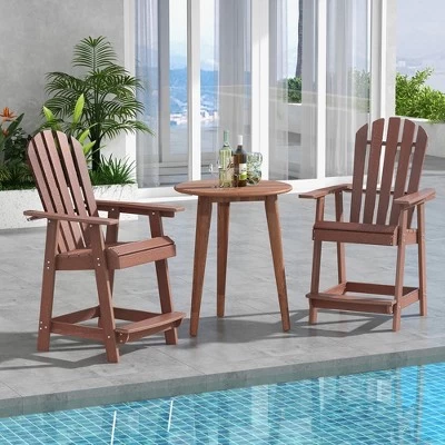 Tangkula Tall Adirondack Chair HDPE Outdoor Bar Stools With Armrests 4.5” Wide Footrest Patio Adirondack Barstools All-Weather Balcony Chairs Brown 3 Tangkula Tall Adirondack Chair HDPE Outdoor Bar Stools With Armrests 4.5” Wide Footrest Patio Adirondack Barstools All-Weather Balcony Chairs Brown