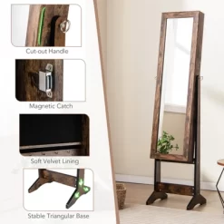 Tangkula Jewelry Mirrored Cabinet Armoire Organizer Storage Box W/ Stand Christmas Gift -Tangkula GUEST 1d6b7ba2 45ff 4297 8545 e50981a26353