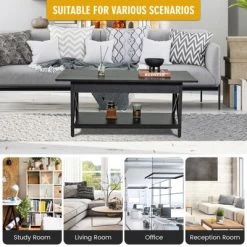 Tangkula Coffee Table Industrial 2-Tier W/ Storage Shelf &Storage Shelf For Living Room -Tangkula GUEST 1d846486 9018 47fe 8c94 9c003198b0da