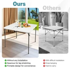 Tangkula Folding Camping Table Portable Picnic Table With All-Weather HDPE Tabletop Metal Frame & Carry Straps White/Gray -Tangkula GUEST 1d90e61f 3667 4bdf 83bf 43b61ceec3e5