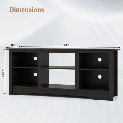 Tangkula 58" TV Stand Entertainment Center W/ 3-Adjustable Shelves For 65" TV Black 10 Tangkula 58" TV Stand Entertainment Center W/ 3-Adjustable Shelves For 65" TV Black - Image 8