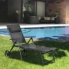 Tangkula 2 PCS Outdoor Folding Lounge Chair Patio Portable Longer W/Wheels & Adjustable Backrest