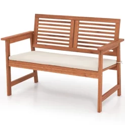 Tangkula Outdoor Bench With Cushion 2-Person Patio Bench W/Slatted Back & Seat Garden Backyard Balcony 11 Tangkula Outdoor Bench With Cushion 2-Person Patio Bench W/Slatted Back & Seat Garden Backyard Balcony -Tangkula GUEST 1dbddf7c 61c0 4450 81f3 ac16d9650318