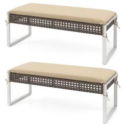 Tangkula 43 Inch Patio Rectangle Ottoman Pack Of 2 W/ Metal Legs & Seat Cushion 21 Tangkula 43 Inch Patio Rectangle Ottoman Pack Of 2 W/ Metal Legs & Seat Cushion -Tangkula GUEST 1ed3683a 4822 427c 8b83 318a55a0d916
