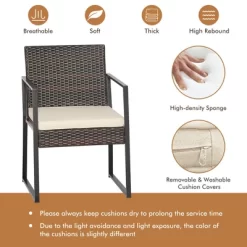 Tangkula 3PCS Patio Rattan Hand-Woven PE Wicker Bistro Set Outdoor Furniture Set W/ Table & Cushion 16 Tangkula 3PCS Patio Rattan Hand-Woven PE Wicker Bistro Set Outdoor Furniture Set W/ Table & Cushion -Tangkula GUEST 1eecffd5 dd4c 4857 9a4e fdfbe9c1e4eb