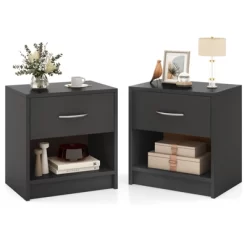Tangkula 2 PCS Nightstand W/ Drawer Side Table W/ Slide-out Drawer Open Storage Shelf 26 Tangkula 2 PCS Nightstand W/ Drawer Side Table W/ Slide-out Drawer Open Storage Shelf -Tangkula GUEST 1efb262b aed4 4bad 9329 f69ebcdb256a