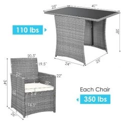 Tangkula 3PCS Patio Rattan Furniture Set Outdoor Wicker Table & Chair Set W/Cushions White/Red/Gray/Turquoise/Navy 10 Tangkula 3PCS Patio Rattan Furniture Set Outdoor Wicker Table & Chair Set W/Cushions White/Red/Gray/Turquoise/Navy -Tangkula GUEST 1f161f78 08fa 416a a502 30fa283ed0ef