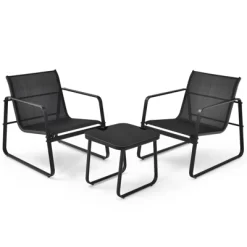 Tangkula Set Of 3 Outdoor Bistro Furniture Set Patio Table & Chairs Set For Backyard Poolside Lawn Black -Tangkula GUEST 1fdb36fb 56d1 4823 812c 8f15db671db6