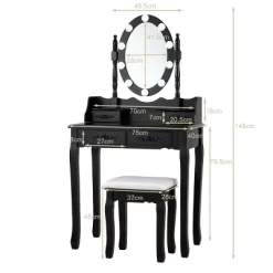 Tangkula Make-Up Vanity Table Dresser Set W/LED Light, Black Brown White 14 Tangkula Make-Up Vanity Table Dresser Set W/LED Light, Black Brown White -Tangkula GUEST 20644836 c0c0 4404 8b7d 90adf2846d94