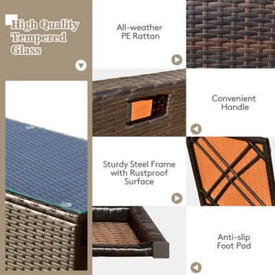 Tangkula 9 Pieces Furniture Set W/ 50,000 BTU Propane Fire Pit Table Patio Red 4 Tangkula 9 Pieces Furniture Set W/ 50,000 BTU Propane Fire Pit Table Patio Red - Image 2