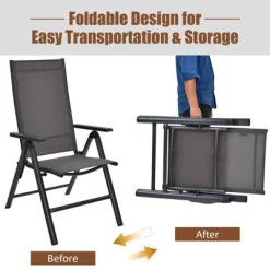 Tangkula 3PCS Patio Bistro Set Outdoor Dining Furniture Set W/2 Folding Chairs & Tempered Glass Table -Tangkula GUEST 20e422d1 c528 476e b3e9 9ddb5f15cf39