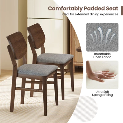 Tangkula Dining Chairs Set Of 4 W/ Rubber Wood Frame Padded Seat Curved Back Living Room 7 Tangkula Dining Chairs Set Of 4 W/ Rubber Wood Frame Padded Seat Curved Back Living Room - Image 5