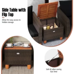 Tangkula 3 PCS Patio PE Wicker Furniture Set Outdoor Conversation Bistro Set W/ Cushions Black -Tangkula GUEST 215672e5 6ee1 4b9b 810f 38ec24ebea97