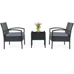 Tangkula 3 Pieces Patio Set Outdoor Wicker Rattan Furniture W/ Cushions Gray 10 Tangkula 3 Pieces Patio Set Outdoor Wicker Rattan Furniture W/ Cushions Gray -Tangkula GUEST 21687bca 74a1 437b 9ef8 9e299fc25a4e