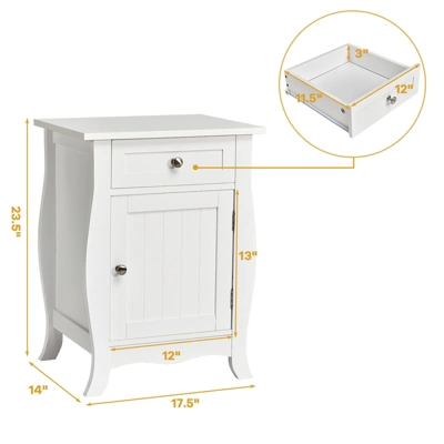 Tangkula Wooden Accent End Table With Drawer Storage Floor Cabinet For Living Room, Bedroom, Hallway 8 Tangkula Wooden Accent End Table With Drawer Storage Floor Cabinet For Living Room, Bedroom, Hallway - Image 6