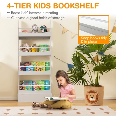 Tangkula 4-Tier Kids Bookshelf Toy Storage Bookcase Rack Wall W/ Anti-toppling Kits 8 Tangkula 4-Tier Kids Bookshelf Toy Storage Bookcase Rack Wall W/ Anti-toppling Kits - Image 6