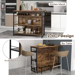 Tangkula Industrial Kitchen Island Bar Table 4-Tier Storage Shelf Drinks Rack Glass Holders -Tangkula GUEST 2281e6e7 4166 4d5b b068 dba0a8e2c143