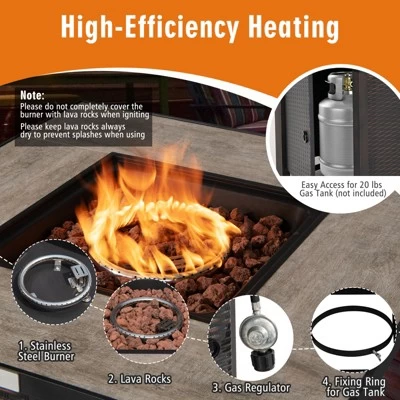 Tangkula 9 Pieces Outdoor PE Rattan Wicker Sectional Sofa With 42" Gas Fire Pit Table Space-Saving Patio Conversation Set With Storage Box Black/Grey/Navy/Red/Turquoise/Off White 7 Tangkula 9 Pieces Outdoor PE Rattan Wicker Sectional Sofa With 42" Gas Fire Pit Table Space-Saving Patio Conversation Set With Storage Box Black/Grey/Navy/Red/Turquoise/Off White - Image 5