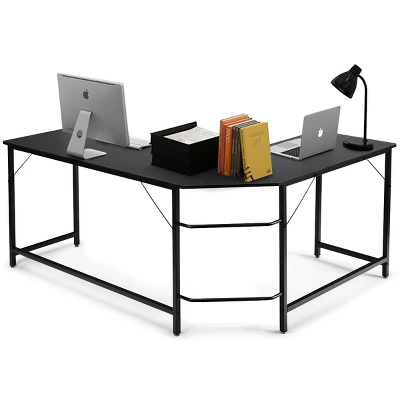 Tangkula L-shaped Computer Desk Corner Office Laptop Game Table Black/Natural 9 Tangkula L-shaped Computer Desk Corner Office Laptop Game Table Black/Natural - Image 7