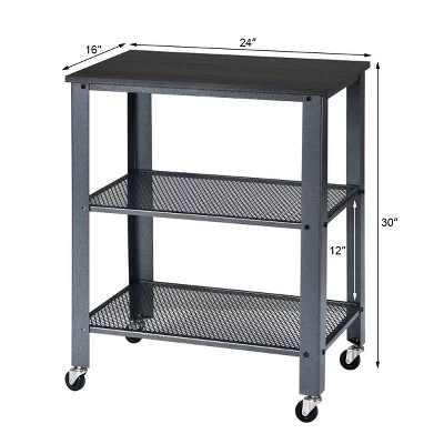 Tangkula Kitchen Utility Cart Industrial Coffee End Table W/Wheels Black/Silver 4 Tangkula Kitchen Utility Cart Industrial Coffee End Table W/Wheels Black/Silver - Image 2