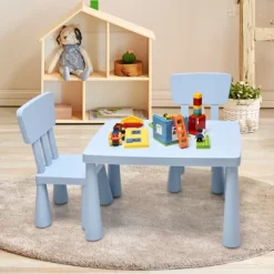 Tangkula Kids Table And 2 Chairs Set Children Play Activity Table Furniture Set Blue/Pink/White/Green -Tangkula GUEST 22cab8f3 e3a3 4688 8b11 c98ab1f028ea