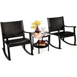 Tangkula 3-Piece Wicker Rocking Bistro Set Outdoor Conversation Set With Coffee Table 14 Tangkula 3-Piece Wicker Rocking Bistro Set Outdoor Conversation Set With Coffee Table -Tangkula GUEST 23481c54 3c7c 4bb2 920c 4859926891d5