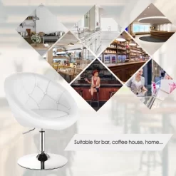 Tangkula Set Of 2 Modern Swivel Bar Stools Height Adjustable Round Tufted Back Accent Chair Black/White -Tangkula GUEST 23b6f3fc 16cc 4c4a ba96 002bb521d9a3