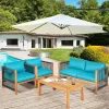Tangkula 4-Piece Outdoor Patio Wood Conversation Furniture Set Padded Chair With Coffee Table Turquoise -Tangkula GUEST 23e29212 f8a9 4d1b 971c c9797c9b76dd