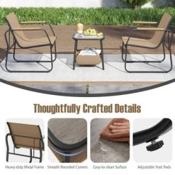 Tangkula 3-Piece Bistro Set Patio Chairs & Side Table W/ Storage Basket Breathable Mesh Fabric -Tangkula GUEST 23f37476 4b2e 48a9 b01f c743e653a3f2