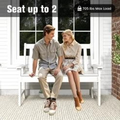 Tangkula 2-Person Outdoor Garden Park Bench All-Weather HDPE Patio Loveseat Chair With Cozy Backrest Ergonomic Loveseat Bench White -Tangkula GUEST 23f852c4 a91c 4dc5 9685 341afa9d9a79