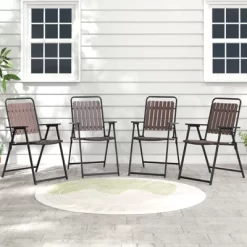 Tangkula 4 Pcs Patio Folding Chairs Portable Outdoor Dining Chairs W/ PP Seat & Back -Tangkula GUEST 2411bc72 d22e 468d 9761 08f0f6e1c442