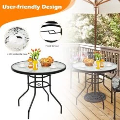 Tangkula Patio Round Table Patio Furniture Steel Frame Dining Table W/ Glass Top 12 Tangkula Patio Round Table Patio Furniture Steel Frame Dining Table W/ Glass Top -Tangkula GUEST 24196a4c 395c 4413 8f66 b712aad09c36