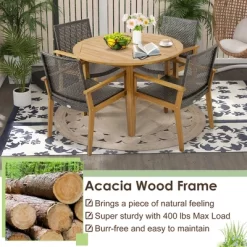Tangkula Outdoor Rattan Chair Set Of 4 Patio PE Wicker Dining Chairs W/ Sturdy Acacia Wood Frame 14 Tangkula Outdoor Rattan Chair Set Of 4 Patio PE Wicker Dining Chairs W/ Sturdy Acacia Wood Frame -Tangkula GUEST 248cb9d3 16fb 47d2 88ca 47e3ae6a4fef