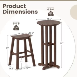 Tangkula 3PCS Outdoor HDPE Bar Table & Chair Set For 2 W/ Footrests For Garden Yard Pool -Tangkula GUEST 248e2f61 0094 4c25 8ecf 4280b2cc754f